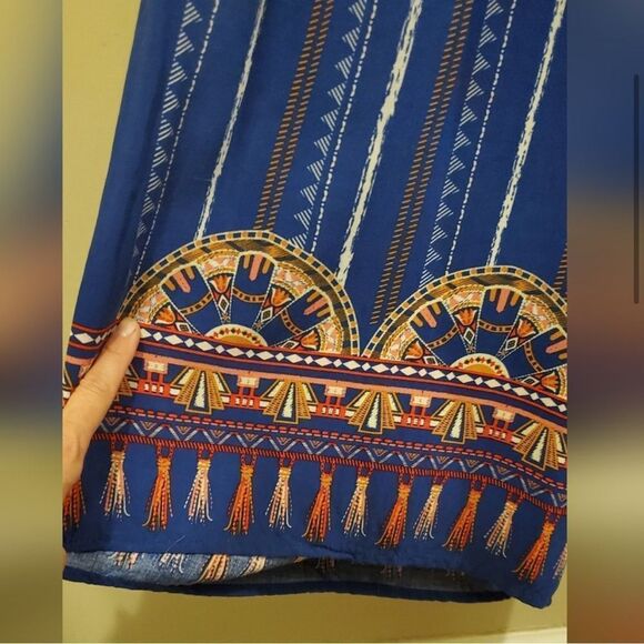 FLYING TOMATO | Blue Striped Boho Open Back Tie Front Jumpsuit Size Medium - Picture 10 of 12